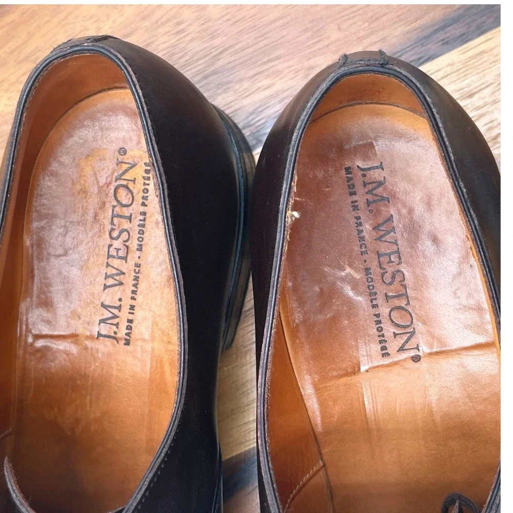 JM Weston 300 Dark Brown Leather Cap Toe Oxford Dress Shoes Mens 10 D France